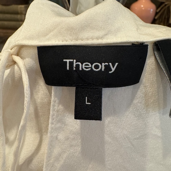 THEORY 100% SILK FLUID TUNIC SHIRT | V NECK TIE FRONT | FRENCH CUFF | HOLIDAY - Picture 2 of 11